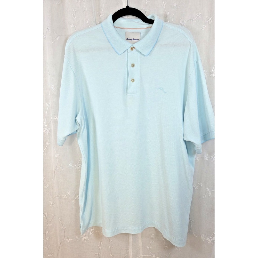Tommy Bahama‎ Aqua Lt  Blue Polo Golf Shirt Large   Soft  Summer